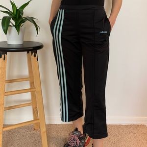 ADIDAS Black/Baby Blue Stripes 7/8 Track Pants